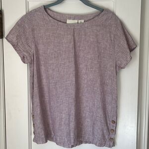 Cynthia Rowley 100% Linen Top Women’s small Lavender grey Short sleeve boho